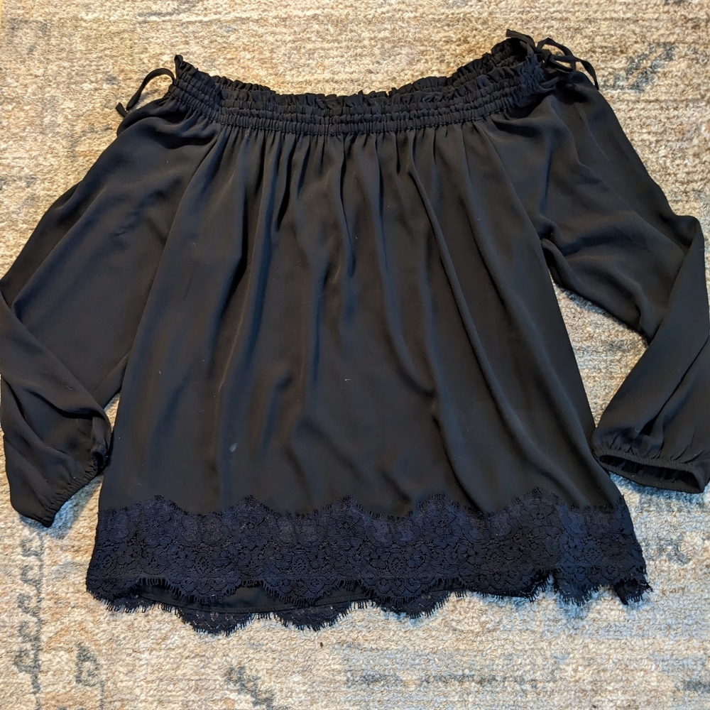 Off Shoulder Top with Lace Trim